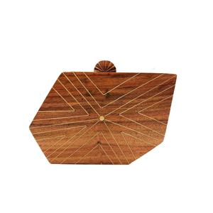 Pochette géométrique en bois artisanale pour femme – Sac de soirée, de mariage ou de cérémonie, rigide et élégant - Product Image 1
