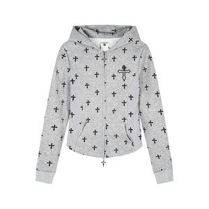 เสื้อฮู้ดซิป OEM 2026 สำหรับผู้ชาย พิมพ์ลายกากบาท ผ้าฝ้าย สวมใส่สบายๆ ในฤดูใบไม้ร่วง พิมพ์ลายกากบาททั่วตัว - Product Image 6