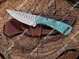 Cuchillo de caza y camping de hoja fija de 7 pulgadas, hecho a mano, con mango ergonómico de panal de abeja de aspecto moderno, OEM/ODM - Product Image 3