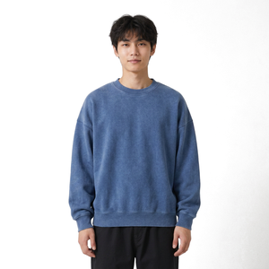 Wholesale relaxed oversized cotton <b>sweatshirt</b> with garment dyed and <b>vintage</b> wash for US apparel retailers - Product Image 1