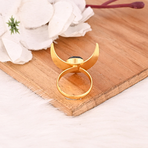 <b>Adjustable</b> Black Onyx Stone Gold Plated Brass <b>Ring</b> Handmade Trendy Fashion Jewelry for Women - Product Image 5