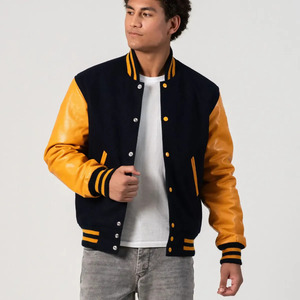 Chaqueta Varsity de Cuero Personalizada para Hombre al por Mayor, Chaqueta Bomber Premium con Letras, Chaqueta Casual de Béisbol para Hombre - Product Image 4