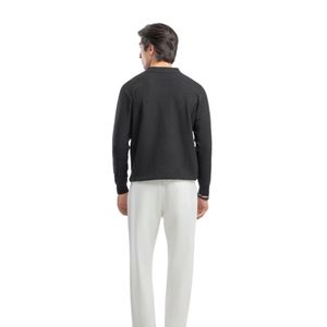 Pull Polo Texturé Vert Olive Foncé pour Homme, Manches Longues, Col Boutonné, Tricot Décontracté Tendance, OEM - Product Image 2