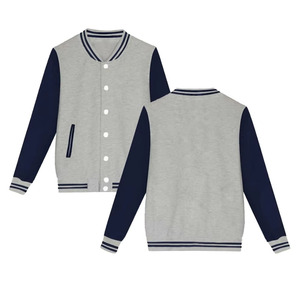 Custom Wholesale Blank <b>Fleece</b> Varsity Jacket Men Slim Fit Streetwear Letterman Jacket Casual Striped Trim Unisex Baseball Jacket - Product Image 2