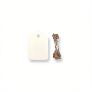 Etichette Pendenti Ilan 3x4.2 Cm Bianche con Cordino per Etichettatura Indumenti - Product Image 1