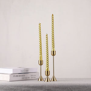 Wholesale Christmas Decorating Taper <b>Candlestick</b> Stands Metal <b>Brass</b> Gold Candle Holders for Wedding - Product Image 5