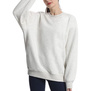 Sudadera Oversize de Cuello Redondo para Mujer, Color Liso, Hombros Caídos, Manga Larga, Tejido de Algodón, Top Casual para Otoño - Product Image 1