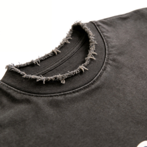 T-shirt en jean délavé surdimensionné pour homme, manches courtes, col rond, style urbain, couleur unie, en coton lavé - Product Image 4