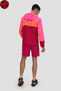 <b>Men's</b> Color Block Hooded Tracksuit Lightweight Windbreaker <b>Jacket</b> and Shorts Set Breathable Quick Dry Casual Outdoor Wear - Product Image 6