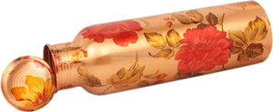 Bouteille de verre en cuivre écologique avec émail floral naturel en métal jetable pour les bienfaits de la santé ayurvédique - Product Image 5