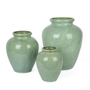 Vase d'appoint en céramique chic avec glaçure mouchetée couleur sauge douce, forme moderne arrondie, idéal pour la décoration élégante des étagères et des tables - Product Image 4