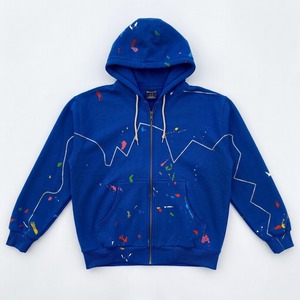 OEM Custom Paint Splatter Zip <b>Hoodie</b> Heavy Cotton Fleece Splashed Graphic <b>Stitching</b> <b>Oversized</b> Streetwear Men Sweatshirts - Product Image 3