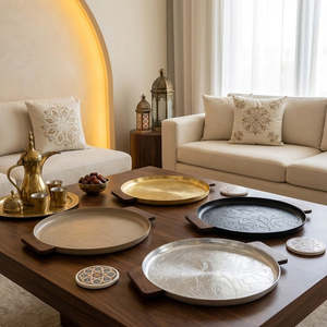 Modern Matte <b>Black</b> Floral <b>Serving</b> <b>Tray</b> Designer Metal Platter for Luxury Hospitality & Home Decorative Arabic Home <b>Serving</b> <b>Tray</b> - Product Image 4
