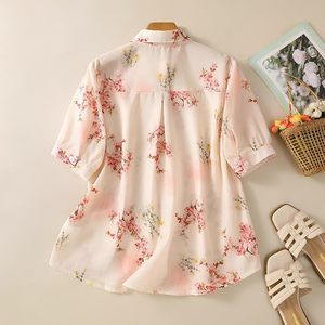 Women's Pink Floral Printed <b>Button</b> Down Western <b>Shirt</b> with Collared Neck and <b>Half</b> Sleeves in Relaxed Fit Style - Product Image 2