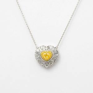 Collar con Colgante de Diamante Amarillo de Laboratorio de 1.64ct, Corte Corazón, Premium, Oro Amarillo de 14K, Joyería Romántica - Product Image 1
