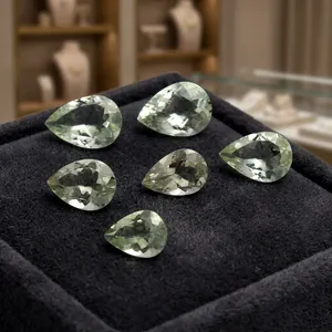 Natural <b>Green</b> <b>Amethyst</b> 9mm Pear Shape Faceted Gemstone February Birthstone Crystal for Fine Jewelry Making - Product Image 5