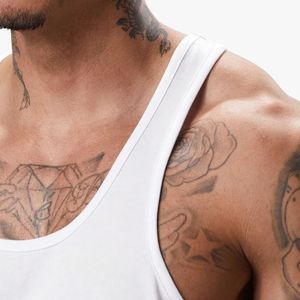 Débardeur blanc pour homme, maillot de sport sans manches, vêtement de fitness et de musculation - Product Image 3