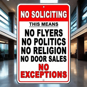 CIFbuy Targa in Metallo Antiruggine per Decorazione Murale/Porta, Segno 'Nessuna Vendita Ambulante' con Gancio, TikTok per Servizio Ritiro Temu, Pannelli con Lettere - Product Image 3