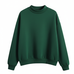 Custom Women Oversized Light Grey Sweatshirt Plain Blank Mock Neck <b>Drop</b> Shoulder Heavyweight Cotton Fleece Pullover Streetwear - Product Image 5