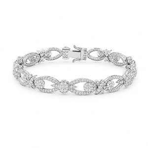 Pulsera de Diamantes en Oro Blanco de 18K con Cadena de Eslabones Infinitos y Diamantes Cultivados en Laboratorio, Pulsera de Lujo Personalizable - Product Image 4
