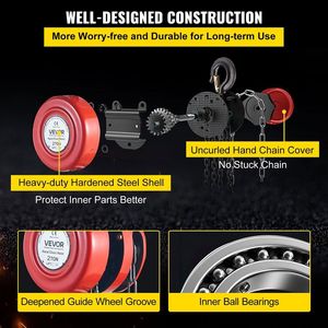Paranco a Catena Manuale Industriale da 2,5m/8ft, Capacità 2 Tonnellate/4400 Libbre, Blocco a Catena Manuale per Sollevamento - Product Image 6
