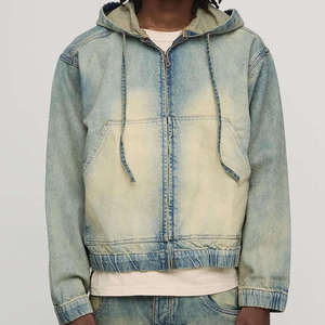 Blouson en jean épais à capuche pour homme, personnalisable, style streetwear décontracté, en coton, vente en gros, service OEM - Product Image 4