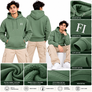 Sudadera con Capucha Extra Grande Personalizada para Hombre, Corte Regular, Felpa de Algodón, Estilo Urbano, Ropa Casual de Invierno, Proveedor B2B - Product Image 5