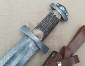 DAMAS FAIT À LA MAIN STAG/CHÊNE DE CERF POIGNÉE VIKING ÉPÉE NMT-2516 - Product Image 3