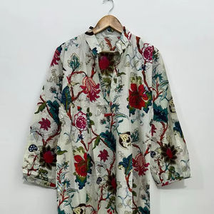 Vestido Kurti de Algodón con Estampado Floral Rosa Hecho a Mano, Ropa Informal Estilo Boho - Product Image 1