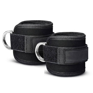 Adjustable Black <b>Ankle</b> Guards with Metal Ring Hook and Loop Closure for Protection <b>Support</b> Unisex Adult Nylon - Product Image 4