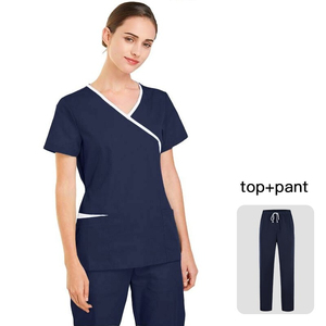 Tissu tissé en polyester uni, uniforme d'infirmière unisexe, vente en gros pour usage hospitalier, blouses de travail - Product Image 1