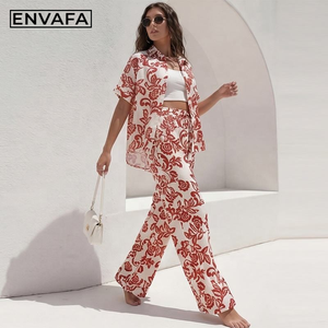 Women's Solid Eco-Friendly Fleece Two-Piece Blouse & Pants Set New <b>Spring</b> Summer Hot <b>Sale</b> Casual Custom Dress Manufacturer - Product Image 3