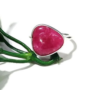 Natural Pink Onyx Gemstone <b>Ring</b> 925 Sterling Silver <b>Ring</b> Handmade Triangle Gemstone <b>Ring</b> <b>Adjustable</b> Statement Jewelry for Women - Product Image 1