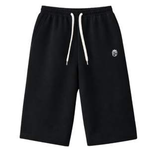 Conjunto de Sudadera Polo Negra de Algodón de Alto Gramaje y Pantalones Cortos para Hombre, Ropa Deportiva Urbana con Cuello Acanalado, Conjunto de Moda Deportiva - Product Image 1