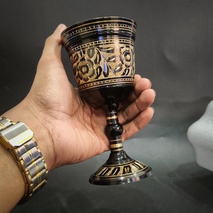 Handmade Vintage Metal <b>Goblet</b> With Gold Embossed Floral Design Bell Shape <b>Wine</b> Cup For Presents - Product Image 2