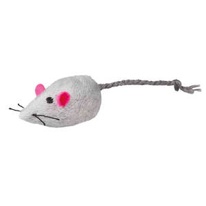 2 Ratones de Peluche con Sonido, 5 cm, Blanco-Gris, Juguetes para Mascotas - Product Image 1