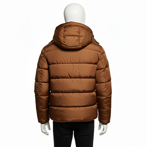 Men's Stand Collar Quilted Puffer Jacket Warm Padded Winter <b>Coat</b> with Front Zipper and Secure Pocket Design - Product Image 3