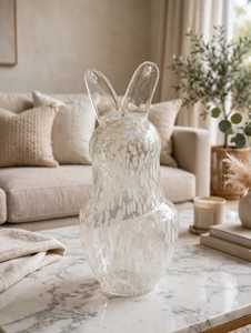 Rabbit Crystal Glass <b>Tall</b> Tabletop <b>Vase</b> Hand Painted Contemporary Decorative Flower <b>Vase</b> for Home Wedding Uttar Pradesh SHRI - Product Image 2