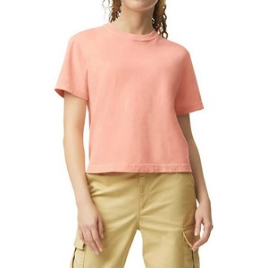 Camiseta Boxy Personalizada para Mujer, Cuello Redondo, Algodón, Oversize, Impresión de Logotipo de Alta Calidad, Transpirable - Product Image 1