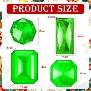 Set di 4 Decorazioni Natalizie da Appendere, Rettangolari in Acrilico con Glitter, 10 cm e 16 cm - Product Image 2