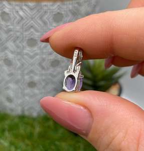 Colgante de Amatista Natural en Plata de Ley 925 con Baño de Rodio, Hecho a Mano, Corte Oval Vintage, Joyería Fina, Regalo para Mujer, Venta al Por Mayor - Product Image 5