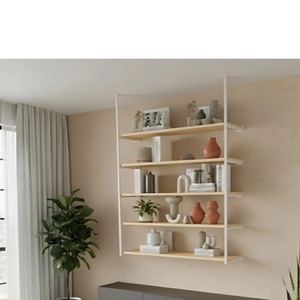 Étagère de rangement rectangulaire minimaliste en métal chromé sur pied pour salon, design durable et épuré - Product Image 1
