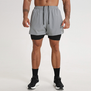 QUBA FASHION OEM – Nouveauté : Short de sport gris pour homme, séchage rapide, imperméable, taille haute avec cordon de serrage, poches, couleur unie, en Spandex - Product Image 4