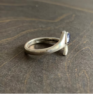 Wholesale Minimalist 925 <b>Sterling</b> <b>Silver</b> <b>Ring</b> Open <b>Adjustable</b> Marquise Blue Gemstone Custom Jewelry for Women - Product Image 2