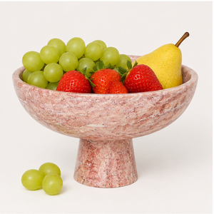 Customized Modern Luxury <b>Pink</b> Marble Pedestal <b>Bowl</b> Footed Stone Fruit <b>Bowl</b> Tabletop Decorative Serving <b>Bowl</b> for Home Hotel - Product Image 2