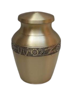 Urna de cremación de Metal puro de estilo americano de tendencia superior de alta calidad con diseño de banda en relieve llamativo suministros funerarios - Product Image 1