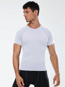 T-shirt de compression pour homme en coton lisse, écologique, respirant, style urbain, manches courtes, personnalisation complète, prix abordable - Product Image 6