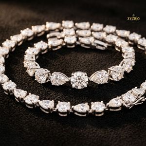 สร้อยคอเทนนิสทรงกลมและทรงหยดน้ำทองคำ 10K ดีไซน์หรูหราดุจเพชร - Product Image 1