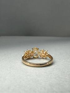 Anillo de Diamantes Florales en Oro Blanco y Oro Rosa, Corte Marquesa y Ovalado, Anillo de Compromiso Inspirado en la Naturaleza, Único - Product Image 3