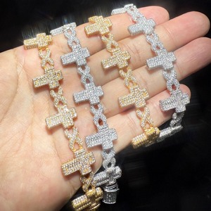 Cross Link Infinity Chain <b>Men</b> Hip Hop Bracelet Iced Out Cubic Zirconia Paved Cross Fashion Jewelry - Product Image 3